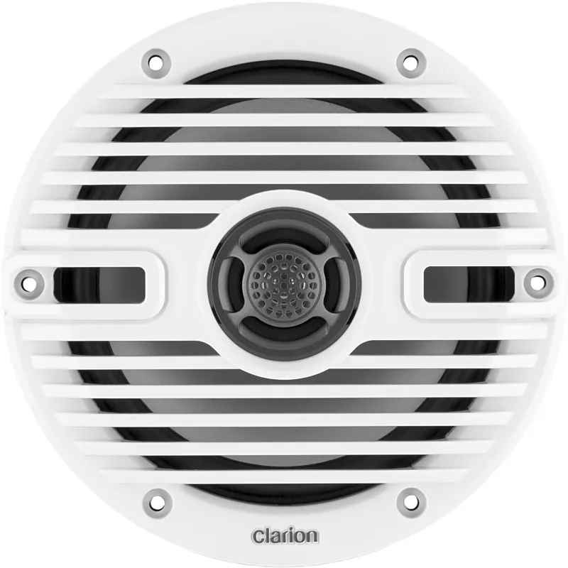 Par de Altavoces náuticos Clarion® CMS 6.5" / 30 W RMS / 4 Ohmios / 87 dB / 55 Hz-20 KHz / RGB LED / Blanco y Negro Clásico