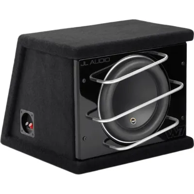 Subwoofer con Carcasa para Coche / 10″ / 750 W RMS / Impedancia 3 Ω / Carcasa Sellada Orientada hacia Atrás / Rejillas con Barras de Aluminio / Terminal de Conexión de 5 Vías / ProWedge W7AE