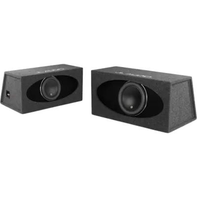 Subwoofer con Caja para Coche / 12" / 1000 W RMS / Impedancia 3 Ω / JL Audio H.O. Wedge W7AE / Diseño Orientado hacia Atrás / Puertos de Ranura / Acoplado a la Cámara / Terminal de Conexión de 5 Vías