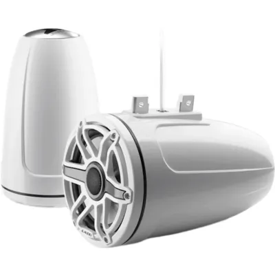Par de Bocinas Cerradas para Torre / Coaxial 7.7" (196 mm) / 100 W RMS / 4 Ω / Sensibilidad 91 dB / Respuesta de Frecuencia 45 Hz-25 kHz / Tweeter de Cúpula de Seda 25 mm (1") / Cono de Polipropileno Relleno de Mica / Rejilla Deportiva Blanca