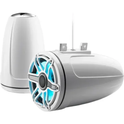 Par de Bocinas Cerradas para Torre / JL Audio M6 / 7.7" / Coaxial Cerrado / LED Transflective™ / Rejilla Deportiva Blanca / 100 W RMS / 4 Ω / 45 Hz-25 kHz / 91 dB / Colores Blanco Clásico, Blanco Deportivo o Titanio