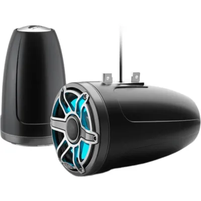 Par de Bocinas Cerradas para Torre / JL Audio M6 / 8.8" / Coaxial Cerrado / LED Transflective™ / Rejilla Deportiva de Titanio / 125 W RMS / 4 Ω / 38 Hz - 20 kHz / 90.5 dB / Cable 16 AWG 3 m (10 pies) / Cable LED 20 AWG 3 m (10 pies)