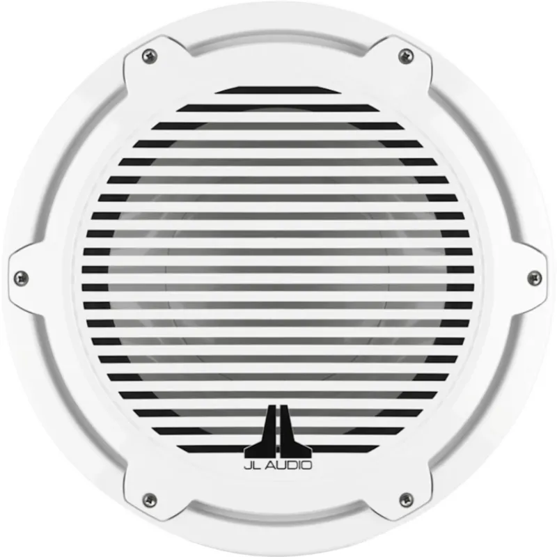 Subwoofer Náutico 12" (304.8 mm) / Rejilla Clásica Blanca / Deflector Infinito / 600 W RMS / Impedancia 4 Ohm / Sensibilidad 86.7 dB / Bobina de Voz 4" (102 mm) / Cono de Polipropileno Relleno de Mica / Diámetro 356 mm (