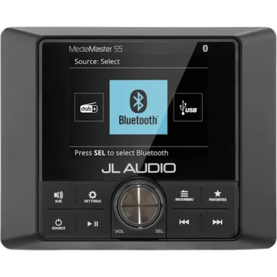 Reproductor Multimedia Estéreo Náutico / Resistente a la Intemperie IP67 / Pantalla LCD TFT Color 2.8 in (71 mm) / Resolución 320 x 240 / Bluetooth / DAB+ / Multi-Zone / NMEA 2000 / 4 x 25 W RMS / Alimentación 10-16 VCC