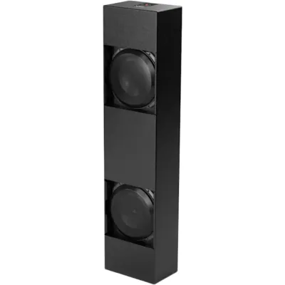 Subwoofer de Cine Personalizado / Dual 13.5″ / Carcasa Sellada Profunda 9″ (229 mm) / Dimensiones 1504 x 356 x 229 mm (59.20 x 14 x 9 in) / Potencia RMS 2000 W / Respuesta de Frecuencia 22 Hz-150 Hz / Acabado Texturizado Negro / Rejillas Inclu
