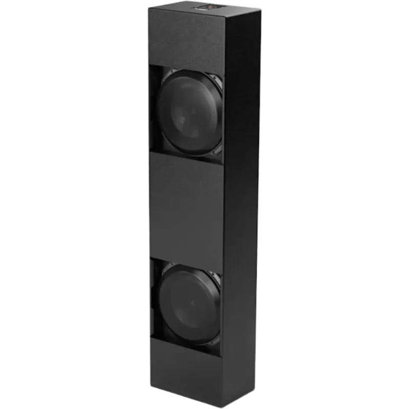 Subwoofer de Cine Personalizado / Dual 13.5″ / Carcasa Sellada Profunda 9″ (229 mm) / Dimensiones 1504 x 356 x 229 mm (59.20 x 14 x 9 in) / Potencia RMS 2000 W / Respuesta de Frecuencia 22 Hz-150 Hz / Acabado Texturizado Negro / Rejillas Inclu