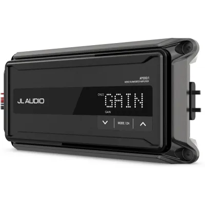 Amplificador Náutico Monobloque / Clase D / 200 W RMS a 4 Ω / 300 W RMS a 2 Ω / IP67 / 9-16 VDC / Filtro Paso Alto-Bajo / Refuerzo de Graves / JL Audio
