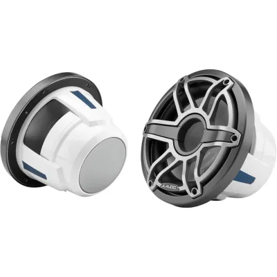 Subwoofer Náutico JL Audio M6 / 10" / Rejilla Deportiva de Titanio / 250 W RMS / Impedancia 4 Ohm / Cono de Polipropileno Relleno de Mica / Montaje en Caja Sellada o con Puerto / Uso en Exteriores Náuticos