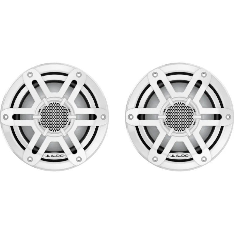Altavoz Náutico Coaxial 6.5″ / LED RGB / Rejilla Deportiva Blanca / IPX6 / 50 W RMS / 4 Ω / Tweeter Cúpula de Seda / Conectores Pala