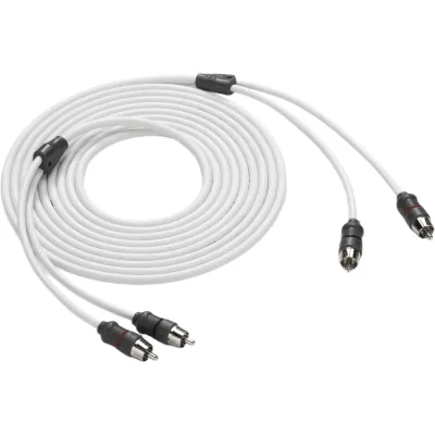 Cable de Interconexión de Audio Náutico / 2 Canales / Longitud 3.66 m (12 ft) / Conectores RCA Macho / Cobre OFC / Par Trenzado / Cubierta PVC / Uso Marino