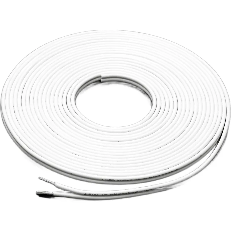 Cable de Altavoz Marino / 16 AWG Real / 2 Conductores Paralelos / Cobre OFC Estañado / Cubierta PVC Blanco Flexible / 25 pies (7.62 m) / JL Audio