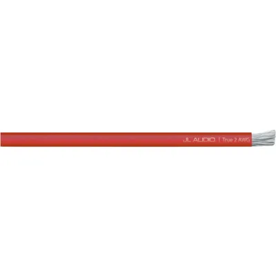Cable de Alimentación para Amplificadores / 2 AWG Real / 50 pies (15.2 m) / Cobre Puro OFC 2,940 Filamentos / Conductores Estañados Resistentes a la Corrosión / Cubierta PVC Suave y Flexible / Rojo Translúcido / Capacidad hasta