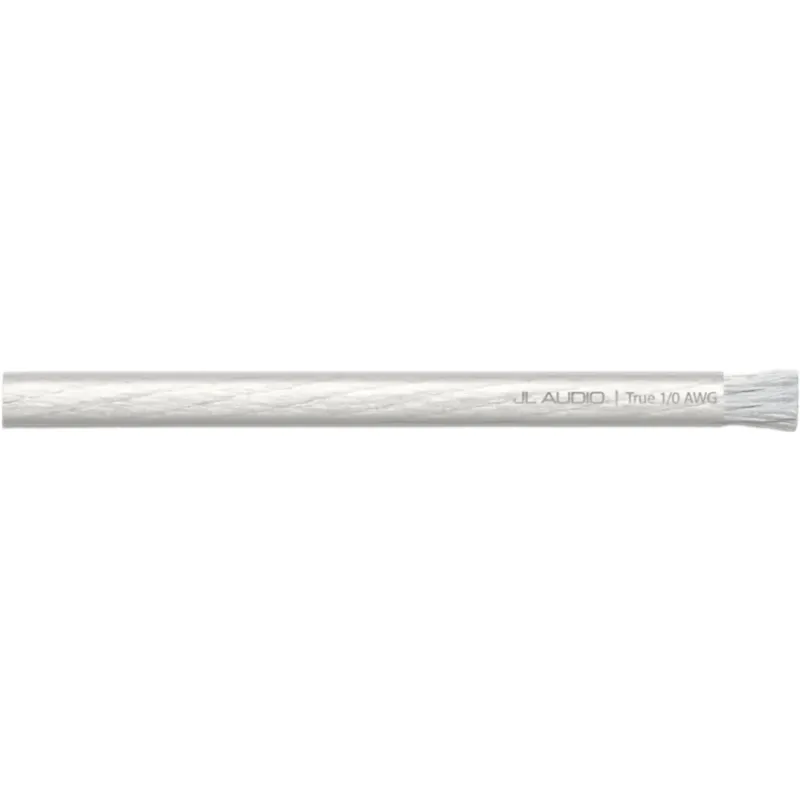 Cable de Alimentación JL Audio / 1/0 AWG Real / 50 pies (15.2 m) / Cobre Puro OFC / 4,704 Filamentos / Conductores Estañados Resistentes a la Corrosión / Cubierta PVC Transparente / Hasta 250 A / Audio Automotriz y Marino