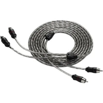 Cable de Interconexión de Audio Principal / 2 Canales / 9 pies (2.74 m) / Conductores de Par Trenzado / Cobre OFC Libre de Oxígeno / Dieléctrico de Polietileno / Cubierta PVC Flexible Translúcido / Conectores RCA Macho Moldeado
