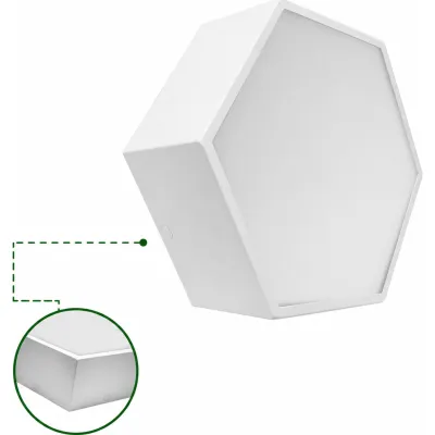 Lampara LED Poligonal de 18 W / 1 800 lm / 127-265V~50/60Hz / Acabado Blanco Mate / Angulo de Luz 140° / Dimensiones 230 x 60 mm (Largo y Alto) / Sobreponer /Luz Fría 6 500 K