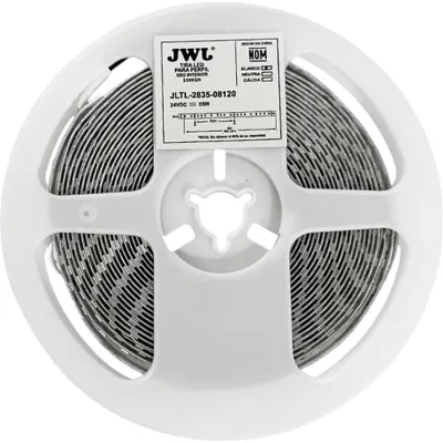 Tira LED de 5 metros / Luz Cálida 2700K /11W por metro / 24 VDC / 8 mm de Ancho / 120 LEDs por metro / Angulo de Luz de 140° / IP20 / Policarbonato / Corte cada 5 cm.