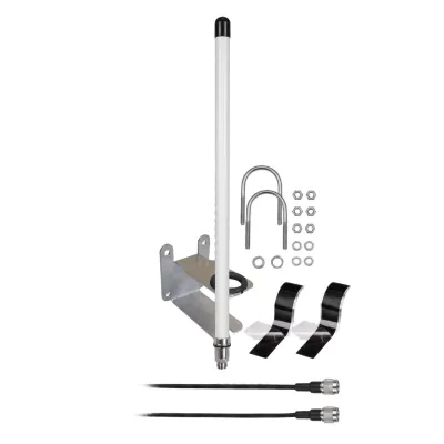 Antena LoRa Omnidireccional para Exterior / 6 dBi / 863-928 MHz / Dipolo Colineal / IP67 / Protección DC Ground / Resistencia al Viento 240 km/h (150 mph) / Cable LMR195 1 m (3.28 ft)