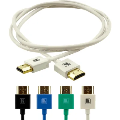 Cable HDMI Ultra Delgado Alta Velocidad con Ethernet | 4K@60Hz (4:2:0) | 18Gbps | Conector HDMI Delgado 16 mm (0.63 in) | Radio de Curvatura 36 mm (1.42 in) | Triple Blindaje | Conectores Chapados en Oro 24K | 3 mts | Blanco