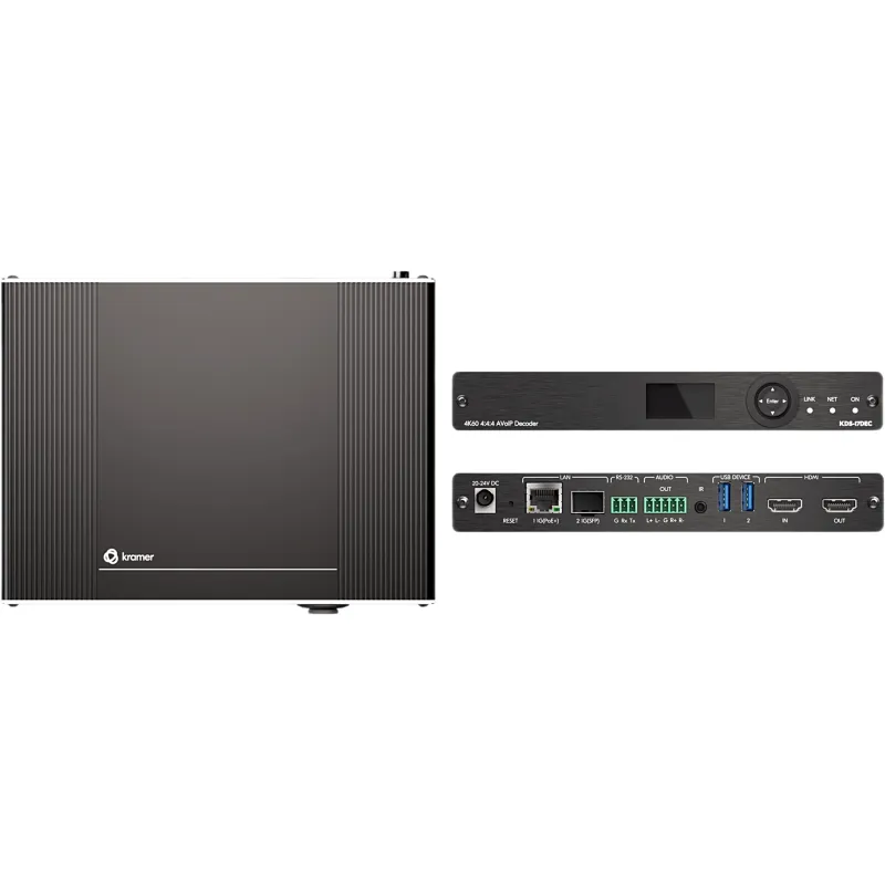 Decoder AVoIP 4K60 4:4:4 | Streaming sobre Ethernet | Dante, USB, IR, RS-232, CEC | PoE+ | Aluminio Mega Tool Deep