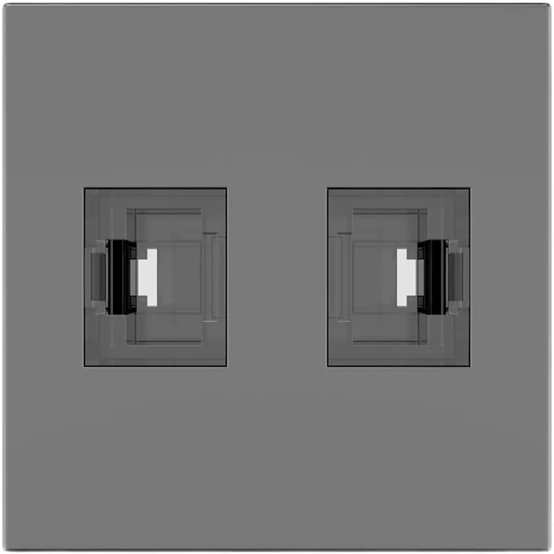 Módulo Pasivo TBUS / 2 Puertos RJ45 Passthrough / Entrada y Salida 2 Hembras / Color Negro Grafito RAL 9011