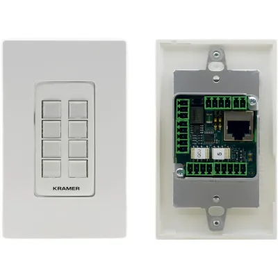 Botonera de Control 8 Botones | PoE | Puertos RS-232, RS-485, IR, Relés, GPI/O | K-NET | Programable con K-Config | Instalación en Caja 1-Gang