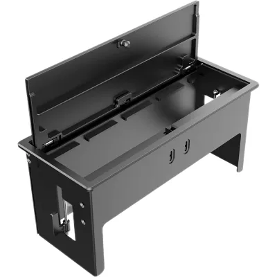 Table In-Surface Connectivity Box | 4 Módulos | Diseño Minimalista | Instalación desde Arriba | Negro-RAL 9011 | 242 x 99.5 x 113 mm (9.52 x 3.91 x 4.45 in)