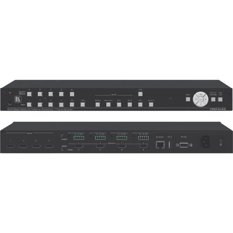 Matriz AV Seamless 4x4 Multi-Scaler | Video Wall 2x2 y 1x4 | Multi-Viewer Dual y Quad