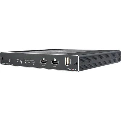 Controlador de Video Wall | 4 Salidas HDMI | 1 Entrada HDMI | 1 Salida HDMI Loop | Resolución Máxima de Entrada 4K@60Hz (4:4:4) | Resolución de Salida 1080p | HDCP 2.2 y 1.4 | Escalable hasta 64 Pantallas | Configuración v&iacu
