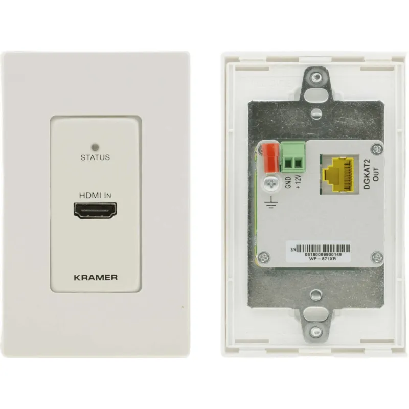 Transmisor Wall-Plate HDMI 4K HDR | PoC sobre DGKat 2.0 | Tamaño US 1-Gang | Marcos Decora Blanco y Negro