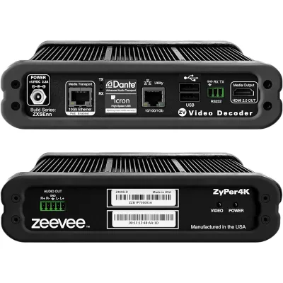 Decodificador HDMI 2.0 | Streaming IP sobre 10 GbE Cobre PoE+ | 4K60 4:4:4 Sin Comprimir | Audio Embebido | HDCP 2.3 | Latencia Cero | USB 2.0 Dual | Video Wall 15x15 | Multiview 19 Fuentes | AES-128 | 802.1X | Distancia Cat6a 100 m (328.1 ft) | Fuente de