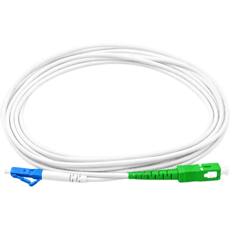 Jumper de Fibra Óptica Monomodo LC/UPC-SC/APC Simplex, Color Blanco 3 Metros