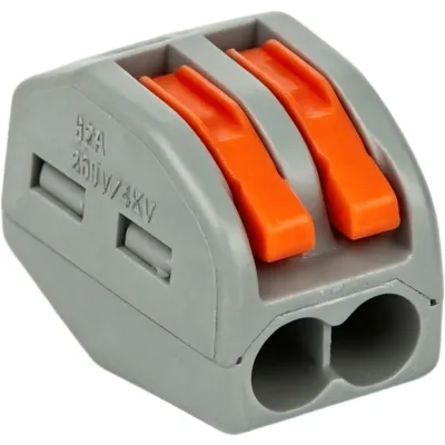 Conector Rápido Push-in con Palanca para Empalmes Eléctricos / Reutilizable y sin Herramientas / 2 Vías / 32 A / Paquete con 100 Piezas