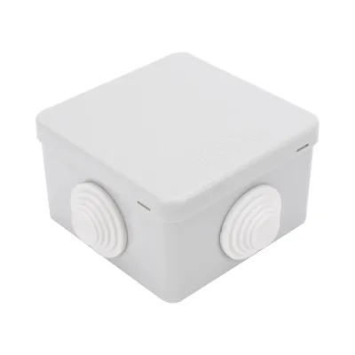 Caja de Derivación-Conexión para Exterior IP55 con 4 Entradas / 80 x 80 x 50 mm (3.1 x 3.1 x 2 in) / Sellado Seguro con Empaque + 4 Tornillos / Resiste Agua, Polvo y Sol Directo