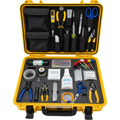 Kit de Herramientas Profesional para Fibra Óptica, Incluye 28 Herramientas y Accesorios, Maletín de Uso Rudo para Transportar