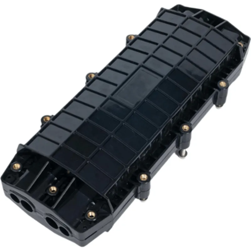 Caja de Distribución de Fibra Óptica Horizontal, hasta 48 Empalmes, Exterior IP68, 4 Puertos de Entrada y Salida