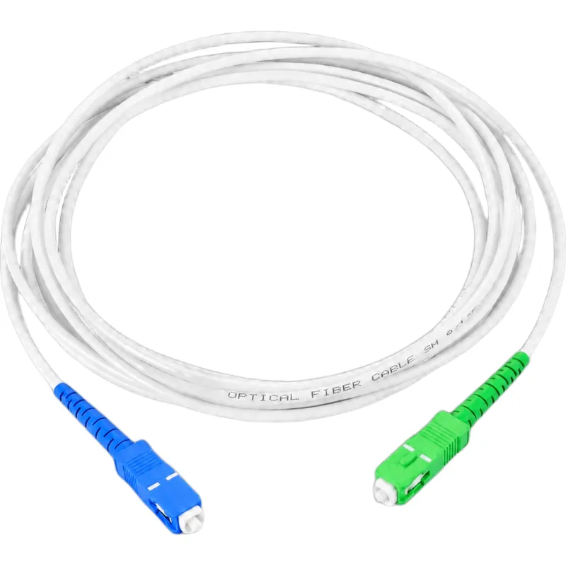 Jumper de Fibra Óptica Monomodo SC/APC-SC/UPC Simplex, Color Blanco 2 Metros