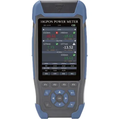 Medidor de Potencia Óptica (OPM) para Fibra Óptica en Redes FTTx (EPON, GPON, XGSPON) / Soporta 5 Longitudes de Onda / Rango de Medición de -40 a 25dBm / Incluye Función VFL 10mW / Función para Probar de Cables