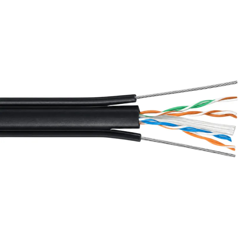Bobina de Cable UTP Para Elevador de 305 Metros, 4 Pares, CAT6, Revestimiento de PVC con Doble Cable Mensajero, 23 AWG