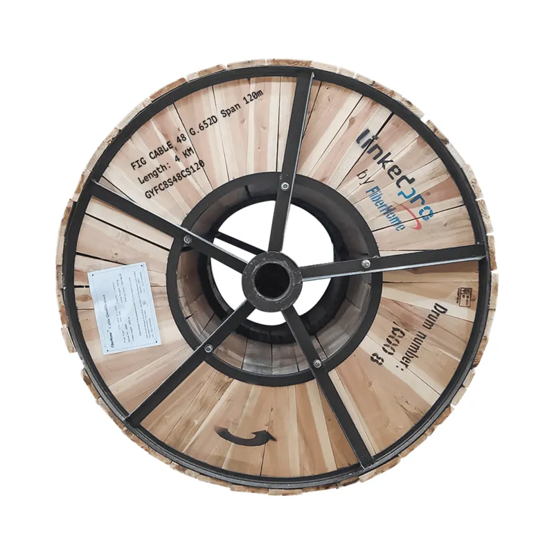 Carrete de 4 km de Fibra Óptica Aérea Figura 8 Armada Antirroedor G.652D, Monomodo de 48 Hilos, Exterior, Span 120