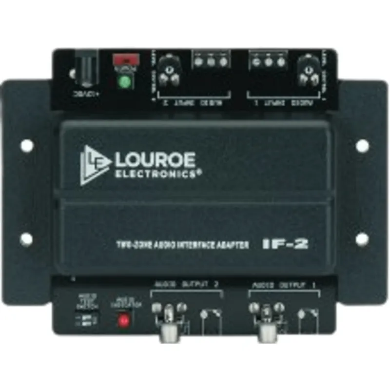 Adaptador de Interfaz de Audio de Dos Zonas / Compatible con Micrófonos Louroe / Salidas RCA y 3.5 mm / Gain Adjust por Canal / 12 VDC