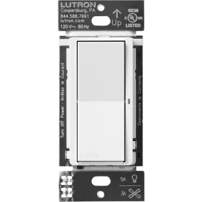 Interruptor de pared inteligente Claro on/off, 120 V con neutro, 5 A en LED y 600 W incandescente, funciona con control Pico y Smart Hub Caseta Wireless, color blanco