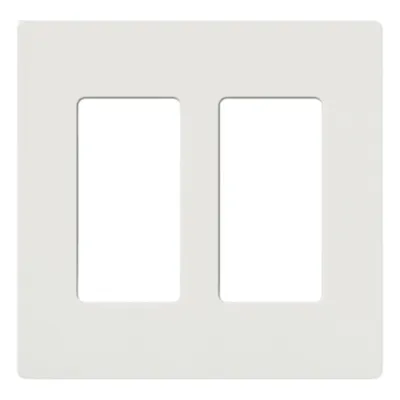 Placa de pared Claro de 2 espacios sin tornillos visibles, color blanco brillante, para atenuadores, apagadores y controles Pico Lutron