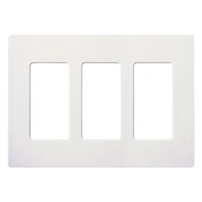 Placa de pared Claro de 3 espacios sin tornillos visibles, color blanco brillante, para atenuadores, apagadores y controles Pico Lutron