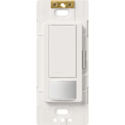 Apagador de pared con sensor de ocupación y vacancia Maestro, 2 A a 120 V, unipolar, para espacios pequeños como clósets, alacenas y cuartos de lavado, blanco