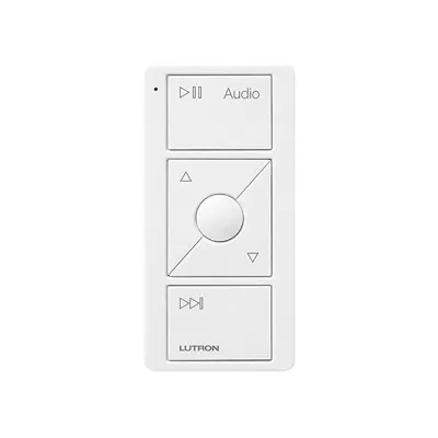 Control Pico inalámbrico para audio con Sonos: reproducir, pausar, volumen y favoritos; requiere hub Caseta Wireless, RA2 Select, RadioRA 3 o HomeWorks