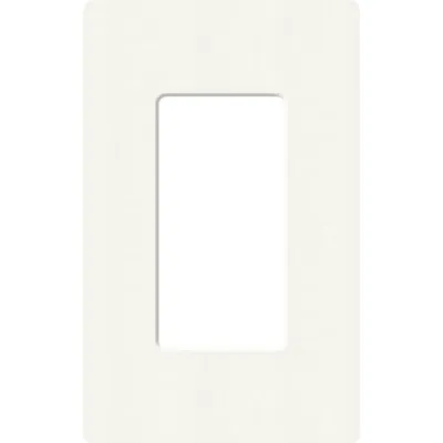 Placa de pared sin tornillos visibles de 1 espacio (1 gang), acabado satinado color Snow, para atenuadores y controles Lutron de apertura estilo designer