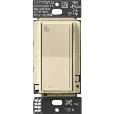 Control de ventilador de techo táctil de 4 velocidades para un ventilador tipo paleta AC, con barra luminosa, sistema RadioRA 3