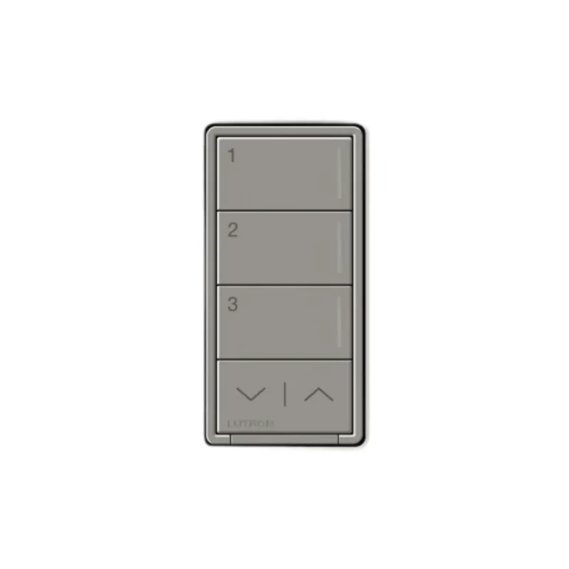 Botonera de pared Sunnata con 3 botones de escena y barra subir/bajar, retroiluminada, acabado Midnight, RadioRA 3