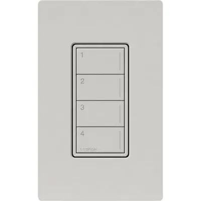 Botonera Sunnata de pared con 4 botones para escenas, comunicación RF Clear Connect 2.4 GHz, sistema RadioRA 3
