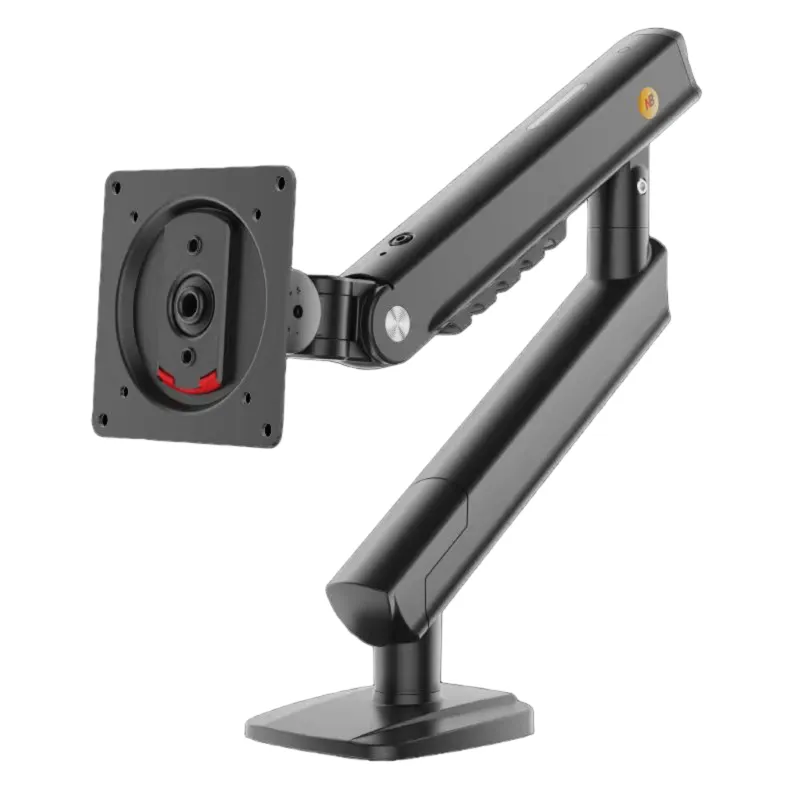Brazo Ergonómico para Monitor / Soporte 17"-32" / Carga 2-7 kg / Ajuste de Tensión / Rotación ±90° / Instalación Abrazadera o Pasacables